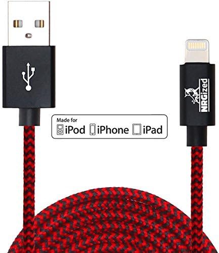 NRGPOWER PREMIUM 3FT ניילון כבל USB קלוע עם מחבר ברק [MFI Certified] עבור iPhone X / 8/7 / 6S Plus